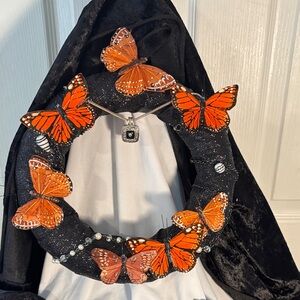Orange Butterfly Wreath Decor